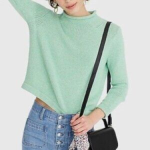 J Crew always 1988 roll neck green knit sweater size M